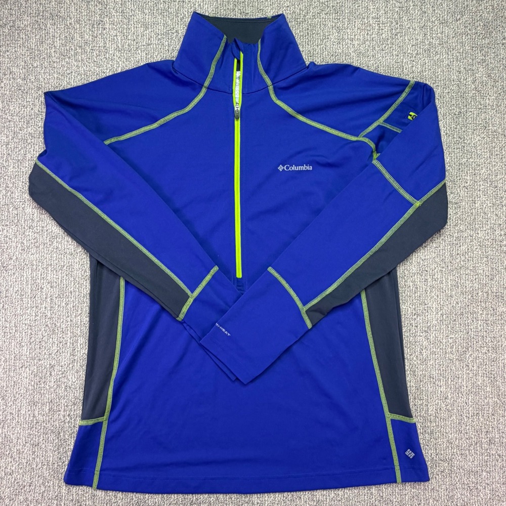 Columbia Omni Heat Thermal 1/2 Zip Baselayer Top Men XL Blue Long Sleeve Outdoor